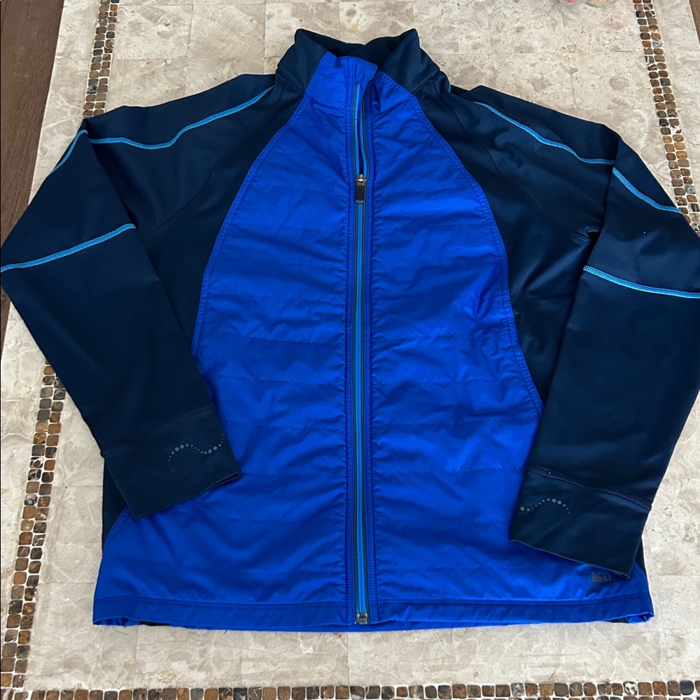 REI Lightweight‎ Royal Blue and Navy Blue Puffer Zip Up Jacket Mens  Size M